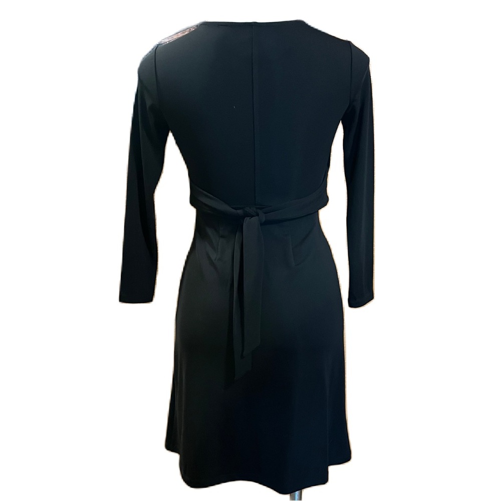 Ann Taylor Elegant Black V-Neck ruched Dress - Picture 2 of 7